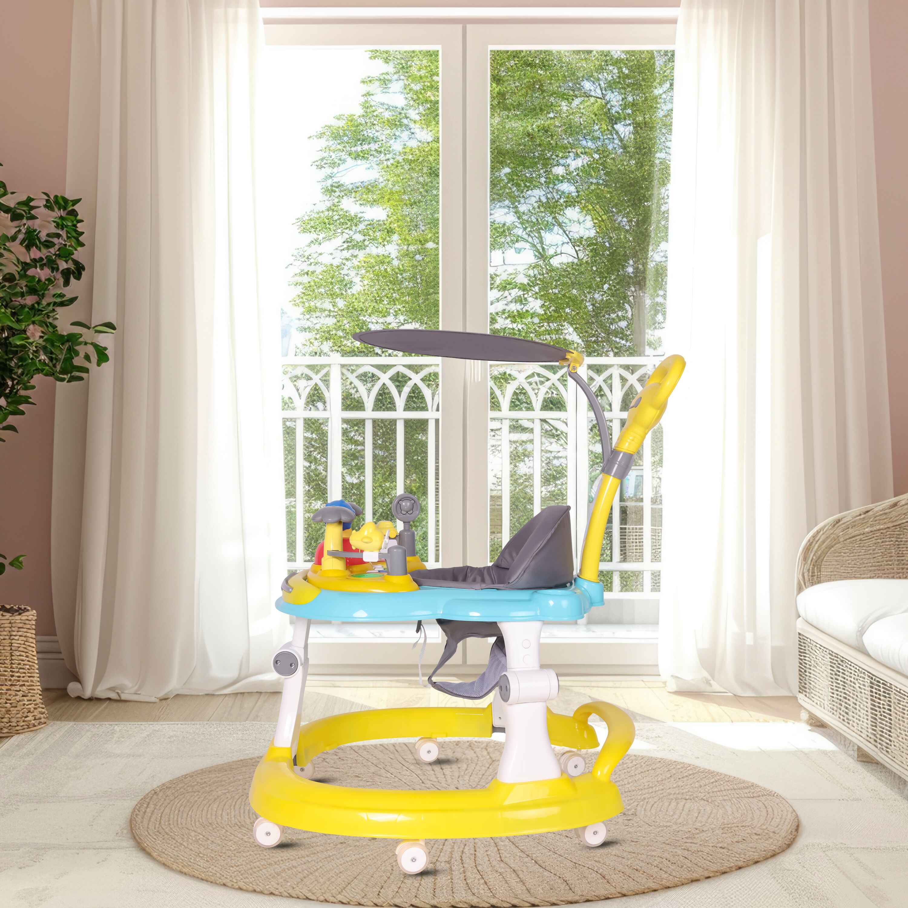 Koko Twita Baby Walker With Sun Shield - Yellow